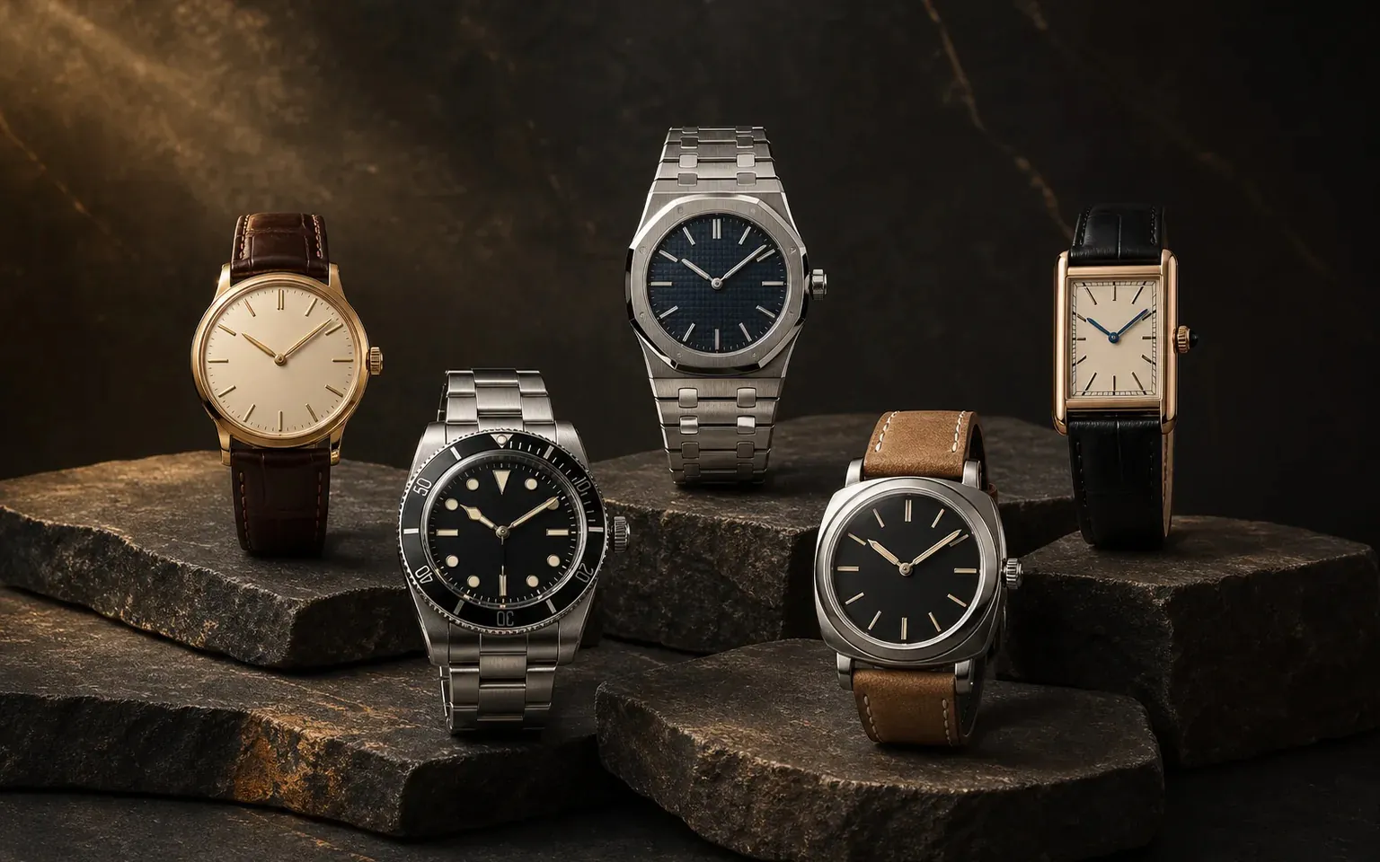 Hero — watch close-up, dramatic side light